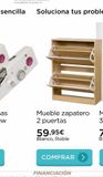 Oferta de Mueble zapatero 2 puertas  59,95€  Blanco, Roble  COMPRAR >  por 59,95€ en La tienda en casa