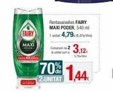 Oferta de FAIRY  MAXI  Rentavaixelles FAIRY MAXI PODER, 540 ml  1 unitat 4,79c (8.876)  70%  2.UNITAT  Compra 2 3,12  5,75  1,44€  en Condis