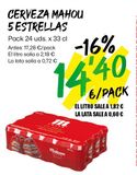 Oferta de Cerveza Mahou por 14,4€ en Ahorramas