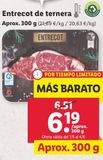 Oferta de Entrecot de ternera por 6,19€ en Lidl