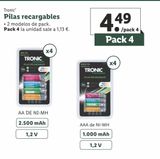 Oferta de Pilas recargables Tronic por 4,49€ en Lidl