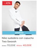 Oferta de Sudadera con capucha Nike por 40€ en JD Sports