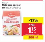 Oferta de Nata para cocinar Milbona por 1,15€ en Lidl