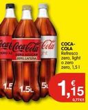 Oferta de 1.5  Coca-Coca-Cola Cola COCA  ZERO AL ZERO AZUCAR  Refresco zero, light  ZERO CAFEINA  o zero  zero, 1,51  1.5L 1,15  5  0,77€  en CashDiplo