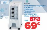 Oferta de Climatizador evaporativo KAC65-23 Klindo por 69€ en Carrefour