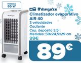Oferta de Climatizador evaporativo AIR 40 Orbegozo por 89€ en Carrefour