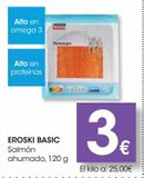Oferta de Salmón ahumado *EROSKI BASIC* 120 g por 3€ en Eroski