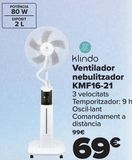 Oferta de Klindo Ventilador nebulizador KMF16-21  por 69€ en Carrefour