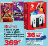 Oferta de NINTENDO SWITCH Consola OLED + Juego a elegir: Pokémon Escarlata o Pokémon Púrpura por 369€ en Carrefour