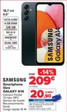 Oferta de SAMSUNG Smartphone libre GALAXY A14 por 209€ en Carrefour