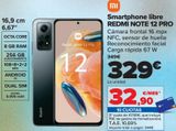 Oferta de Smartphone libre REDMI NOTE 12 PRO por 329€ en Carrefour