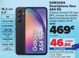 Oferta de SAMSUNG Smartphone libre A54 5G por 469€ en Carrefour