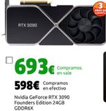 Oferta de Nvidia GeForce RTX 3090 Founders Edition 24GB GDDR6X por 598€ en CeX