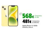 Oferta de Apple iPhone 14 128GB Amarillo, Libre A por 481€ en CeX