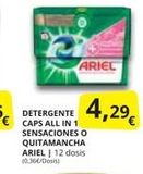 Oferta de ARIEL  4,29  DETERGENTE CAPS ALL IN 1 SENSACIONES O QUITAMANCHA ARIEL | 12 dosis (0.36€/Dosis)  en Supermercados MAS