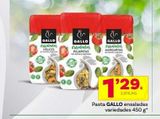 Oferta de BO  GALLO Ensaladas HELICES  GALLO  Ensaladas  PAJARITAS meyxa  &  GALLO Ensaladas MARGARITAS y  Pasta GALLO ensaladas variedades 450 g*  7'29.  2,87€/KG  en Supermercados Dani