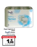 Oferta de Papel higiénico 2 capas SIMPL Choice  por 1,99€ en Carrefour Market