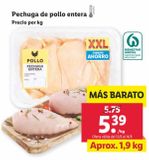 Oferta de Pechuga de pollo por 5,39€ en Lidl