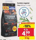 Oferta de Carbón vegetal por 4,99€ en Lidl