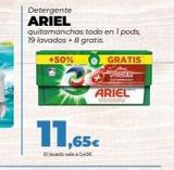 Oferta de Detergente  ARIEL  +50%  quitamanchas todo en 1 pods, 19 lavados + 8 gratis  11,65€  QA3C  ARIEL  GRATIS  le  POKER  COMME  en Supermercados Lupa