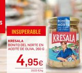 Oferta de Bonito del norte en aceite de oliva KRESALA  por 4,95€ en Supermercados Plaza