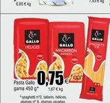 Oferta de &  GALLO HELICES  Pasta Gallo gama 450 g*  0,75  1,67 € kg  GALLO MACARRON RAYADO  & GALLO  en Froiz