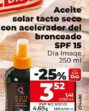 Oferta de ACEITE SOLAR TACTO SECO CON ACELERADOR DEL BRONCEADO SPF 15 por 3,52€ en Dia