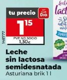 Oferta de Leche sin lactosa Asturiana por 1,3€ en Dia