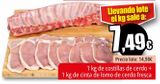 Oferta de 1kg de costillas de cerdo + 1kg de cinta de lomo de cerdo fresca por 14,98€ en Unide Market