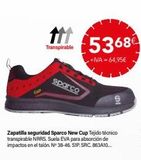Oferta de Transpirable  Zapatilla seguridad Sparco New Cup Tejido técnico transpirable NRRS. Suela EVA para absorción de impactos en el talón. N° 38-46. SIP.SRC. 863A10...  sparco  5368€  +IVA -64,95€  (DI  por 5368€ en Cadena88