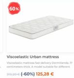 Oferta de 60%  Viscoelastic Urban mattress  Viscoelastic mattress fast delivery Dormitienda. 17 centimeters thick. A model suitable for different  313,20 € (-60%) 125,28 €  por 125,28€ en Dormitienda