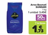 Oferta de Arroz Basmati SUNDARI por 3,45€ en Carrefour