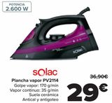 Oferta de Solac Plancha vapor PV2114  por 29€ en Carrefour