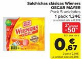 Oferta de Salchichas clásicas Wieners OSCAR MAYER  por 1,34€ en Carrefour