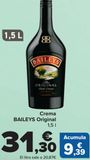 Oferta de Crema BAILEYS Original por 31,3€ en Carrefour
