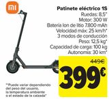 Oferta de Patinete eléctrico 1S  por 399€ en Carrefour
