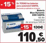 Oferta de Batería Blue Dynamic D59 VARTA  por 110,5€ en Carrefour