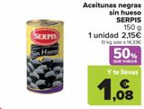 Oferta de Aceitunas negras sin hueso SERPIS por 2,15€ en Carrefour