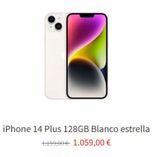 Oferta de IPhone 14 Plus 128GB Blanco estrella  159,00€ 1.059,00 €  por 159€ en K-tuin