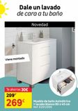 Oferta de Dale un lavado de cara a tu baño  Viene montado  Te ahorras 30€ 299€  269€  Novedad  Mueble de baño Asimétrico + lavabo blanco 80 x 45 cm Ref. 82912999   por 269€ en Leroy Merlin