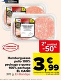 Oferta de Hamburguesas  pollo 100% pechuga o queso 100% pechuga EL CANO por 3,99€ en Carrefour