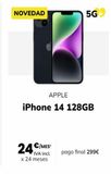 Oferta de NOVEDAD  24€  €/MES¹  IVA incl.  x 24 meses  APPLE  iPhone 14 128GB  5G9  pago final 299€  por 24€ en MÁSmóvil