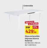 Oferta de Mesa de jardín extensible aluminio Naterial Odyssea II blanca 180/240x75x100 cm por 429,06€ en Leroy Merlin