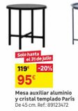 Oferta de Mesa auxiliar aluminio y cristal templado París por 95€ en Leroy Merlin