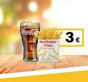 Oferta de McShaker Fries + refresco por 3€ por 3€