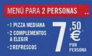 Oferta de Menú  para 2 personas por 7,50€ cada una por 7,5€