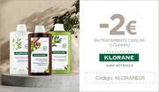 Oferta de Primor | Disfruta de 2€ de descuento por la compra de 1 tratamiento capilar o champú de KLORANE con el código KLORANE05 | 16/5/2022 - 22/5/2022